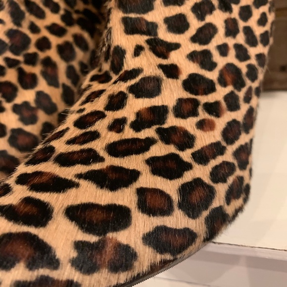 NWT Napoleoni Calf Hair Leopard Heeled Booties - Picture 12 of 14
